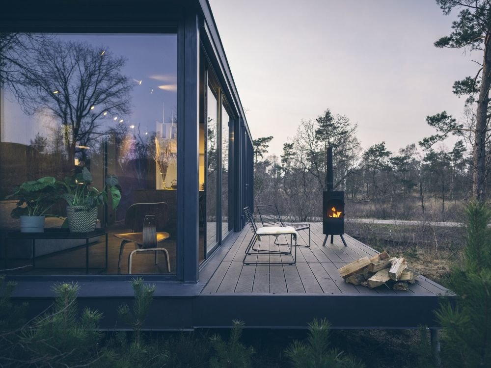 Open haard op het terras