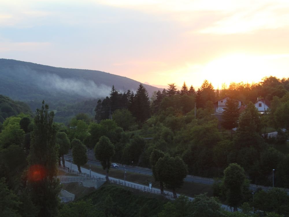 Zonsondergang bij Rastoke