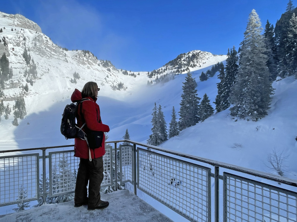 Met de gondola de berg op bij Interlaken