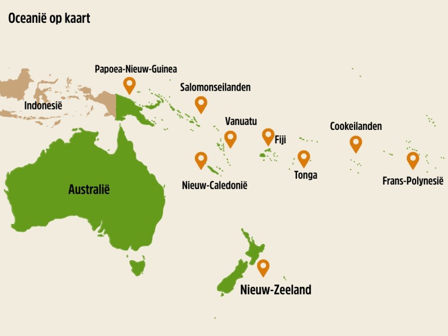 Oceanië op kaart