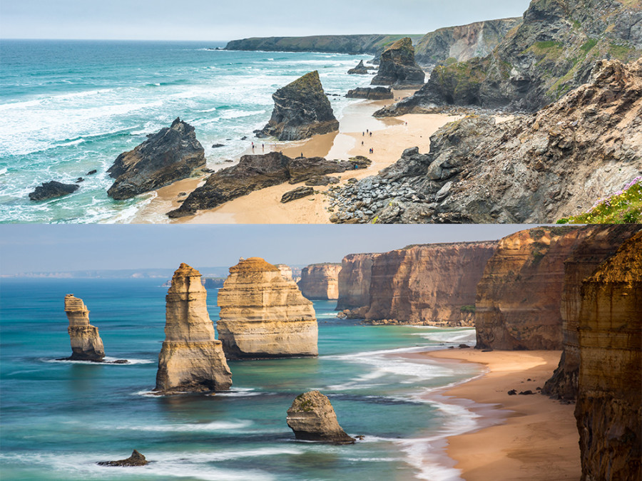 Bedruthan Steps vs Twaalf Apostelen Bedruthan Steps vs Twaalf Apostelen