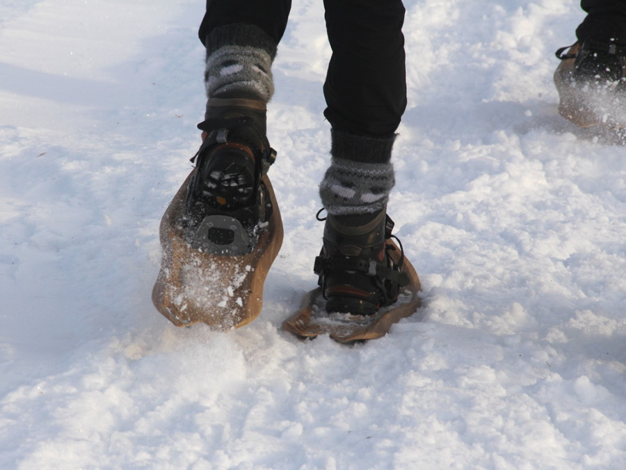 met de sneeuwschoenen met de sneeuwschoenen