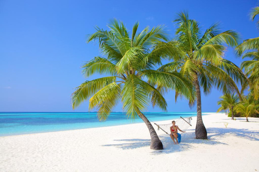 Palmbomenstrand Malediven