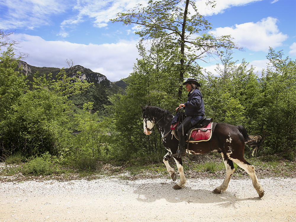 Paardrijden in de bergen van Umbrië
