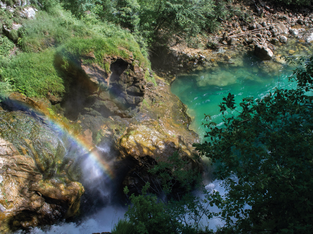 Regenboog bij de Vintgar Kloof